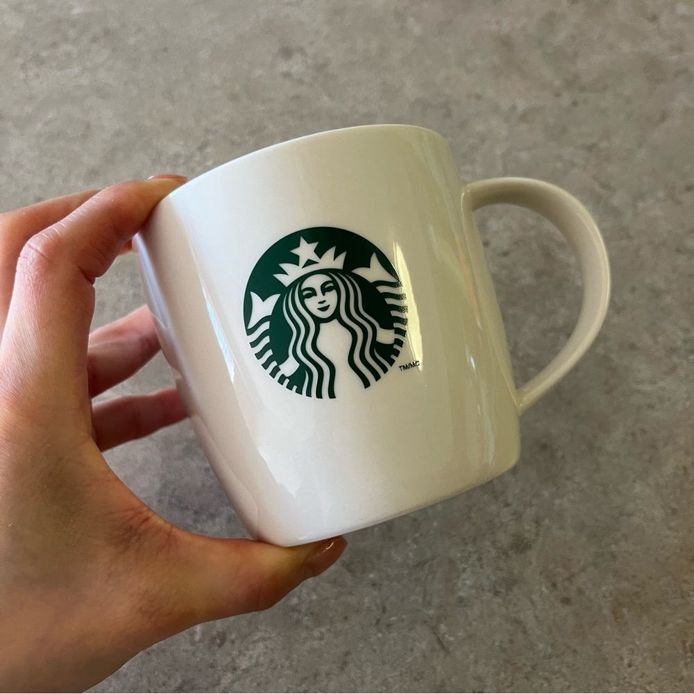Starbucks 12 Oz Ceramic Coffee Mug White Green Classic Traditional Logo